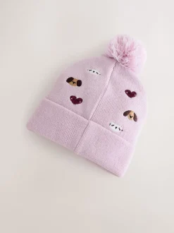 Huisdieren - Geborduurde Beanie-muts met pompon (3mnd-10jr)