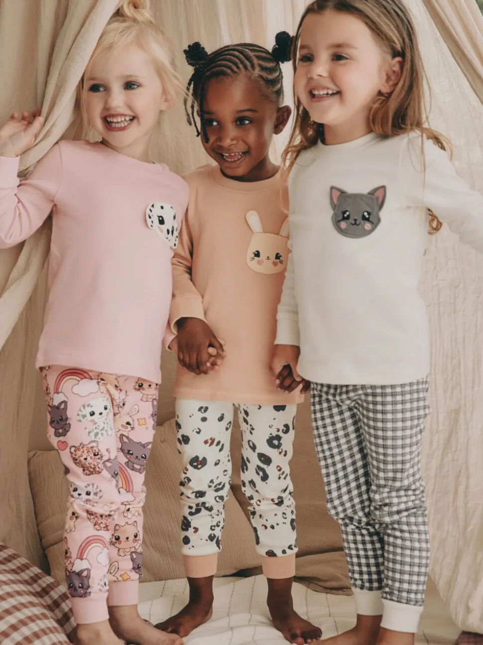 Huisdierprint - Verpakking van 3 knusse pyjama's (9 mnd-10 jr)
