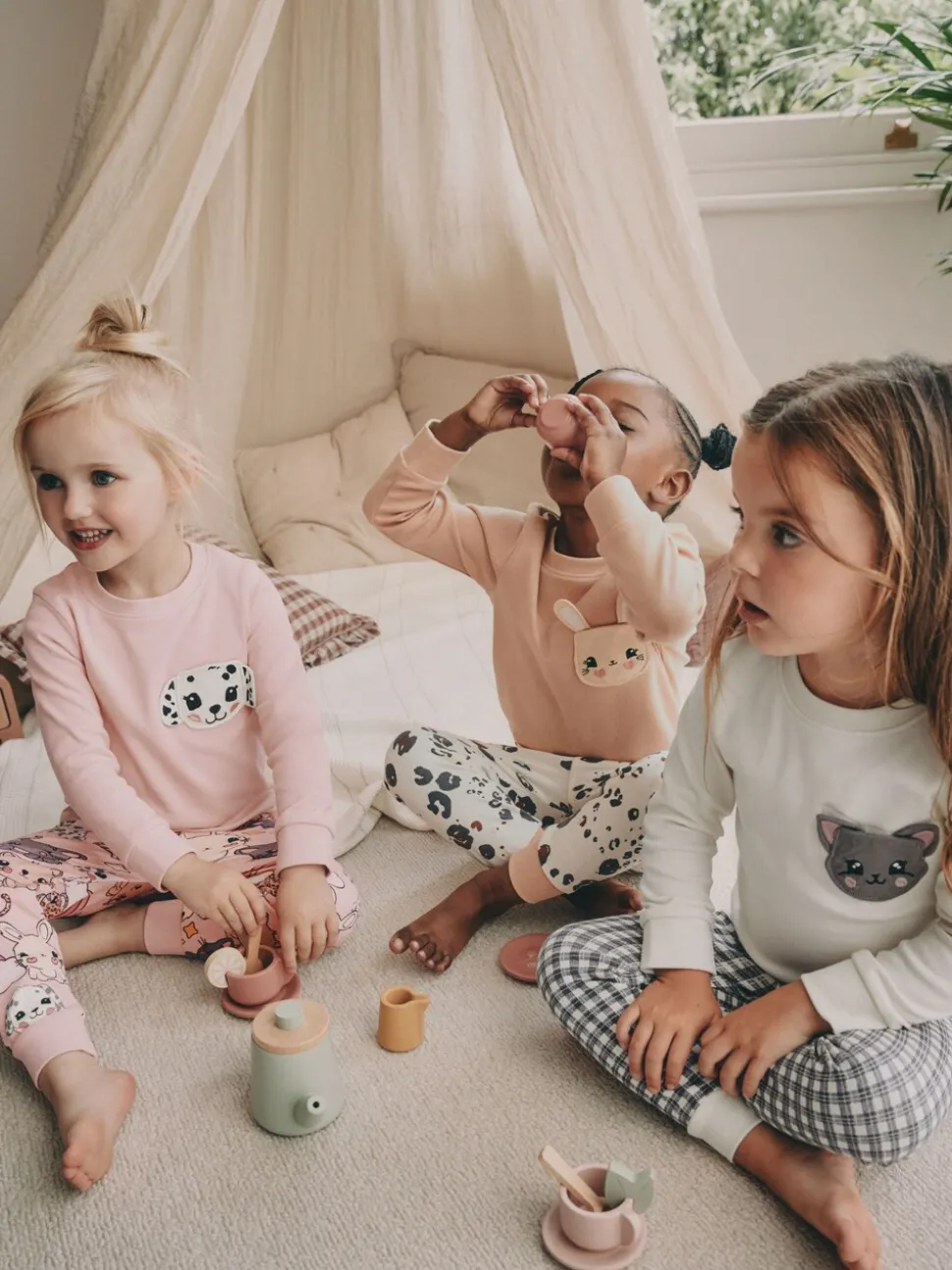 Huisdierprint - Verpakking van 3 knusse pyjama's (9 mnd-10 jr)