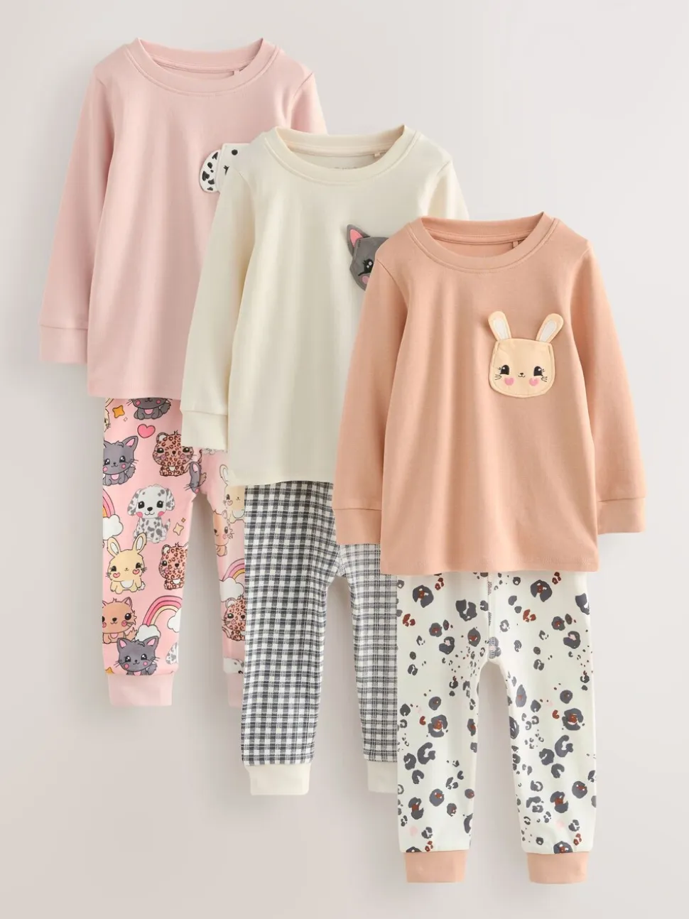 Huisdierprint - Verpakking van 3 knusse pyjama's (9 mnd-10 jr)