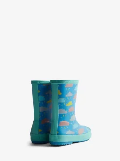 Hunter Kids blauwe First Rain regenlaarzen met wolkenprint