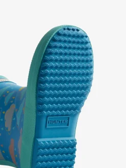 Hunter Kids blauwe First Rain regenlaarzen met wolkenprint