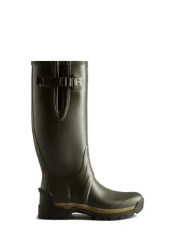 Hunter Mens Green Balmoral Tall Side Adjustable Neoprene Lined Techsole Wellies