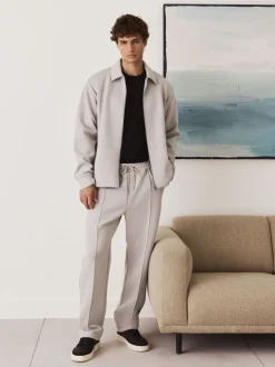 Ice grey - N. Premium Soft Touch Scuba Zip Through Shacket