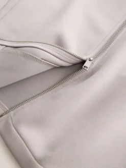 Ice grey - N. Premium Soft Touch Scuba Zip Through Shacket