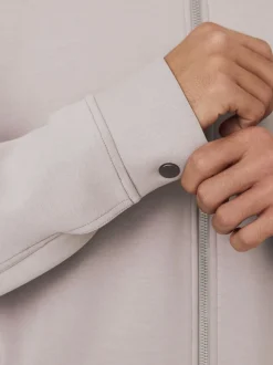 Ice grey - N. Premium Soft Touch Scuba Zip Through Shacket