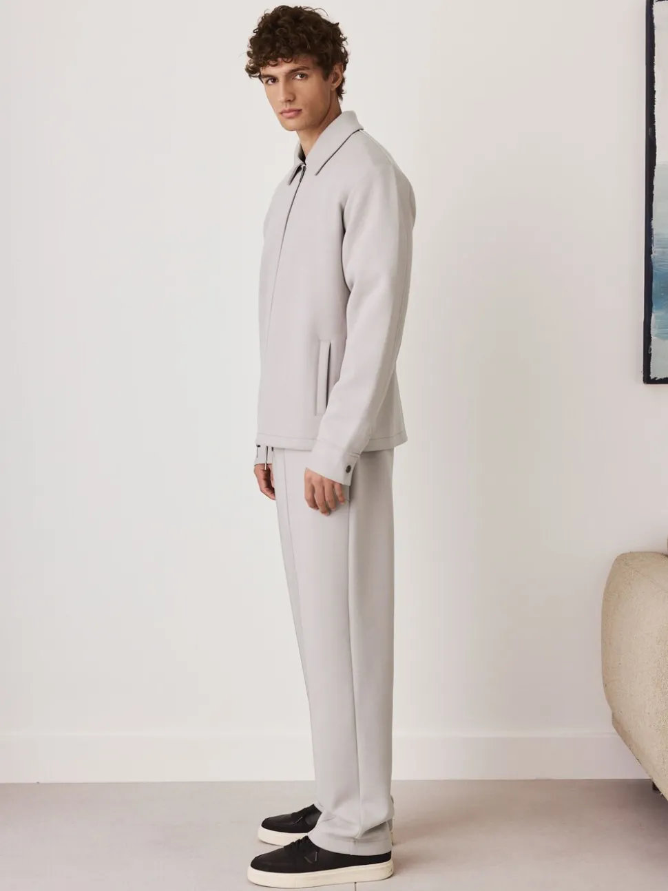 Ice grey - N. Premium Soft Touch Scuba Slim Fit Open Joggers
