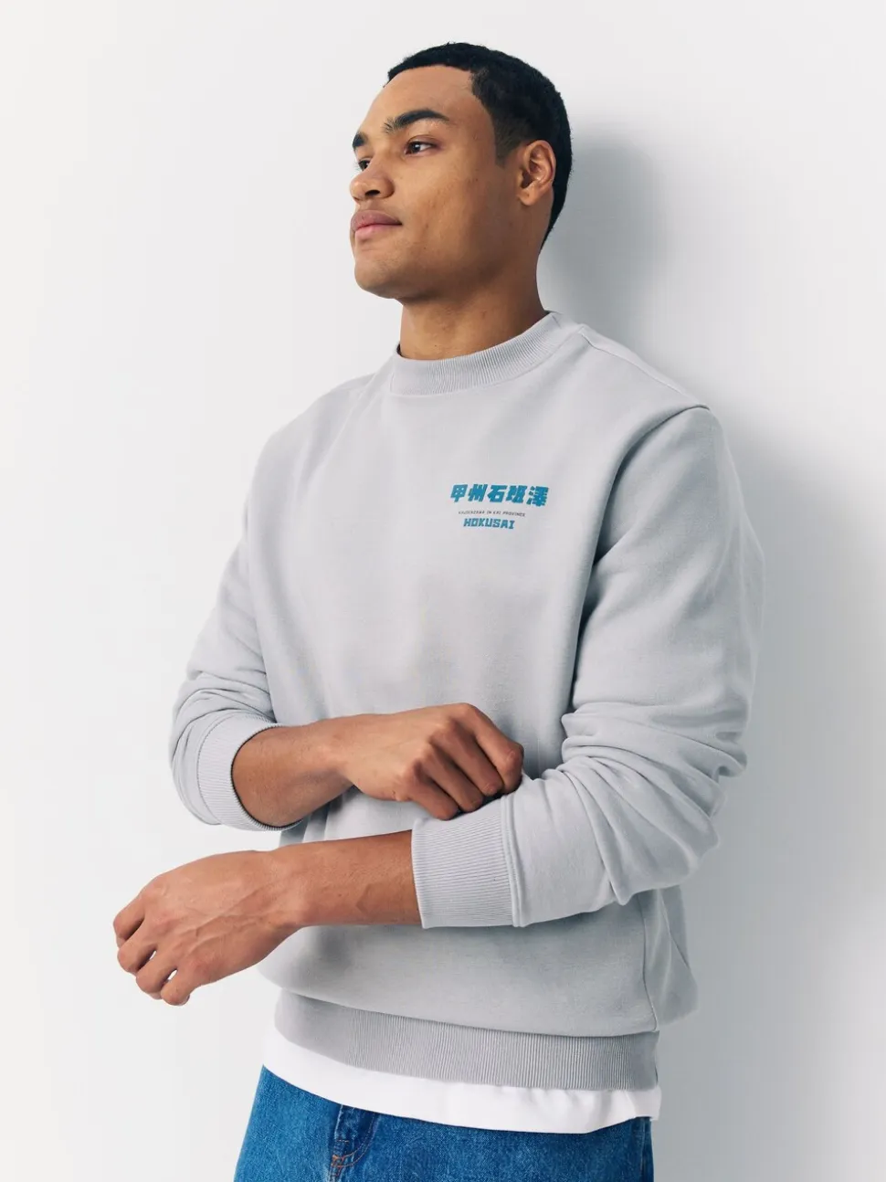 Ice grey - Sweatshirt met ronde hals - Hokusai Graphic License