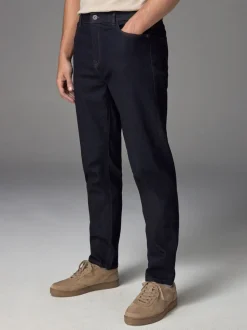 Indigo blauwe wassing - Klassieke stretchjeans met standaard taps toelopende pasvorm