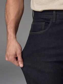 Indigo blauwe wassing - Klassieke stretchjeans met standaard taps toelopende pasvorm