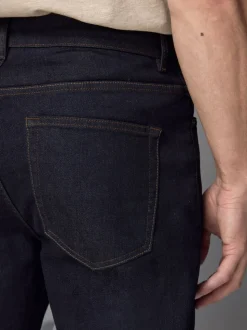 Indigo blauwe wassing - Klassieke stretchjeans met standaard taps toelopende pasvorm