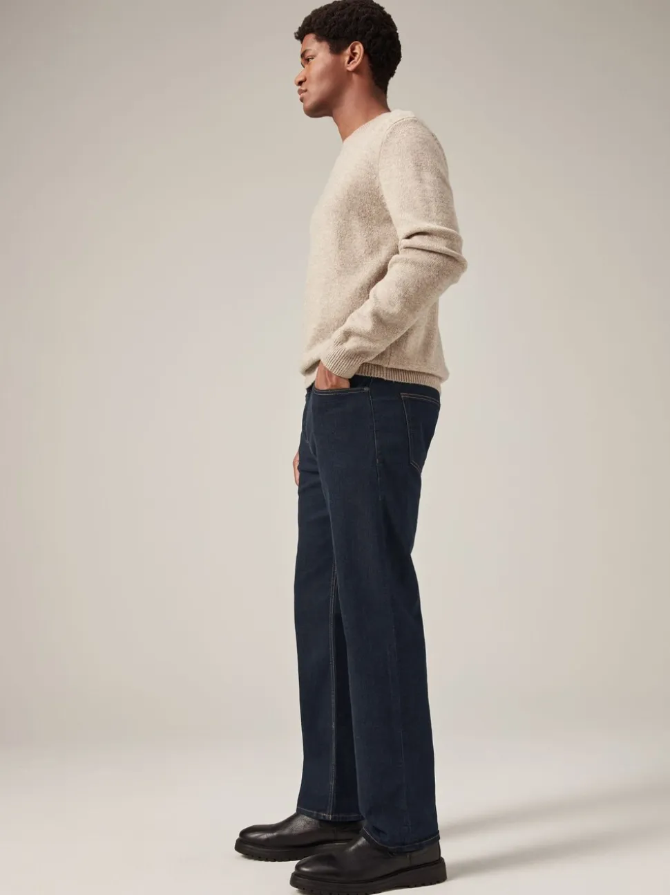 Indigo blauwe wassing - Rechte, klassieke jeans met stretch