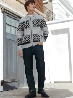 Indigo blauwe wassing - Signature Brushed Cosy Check Denim Jeans