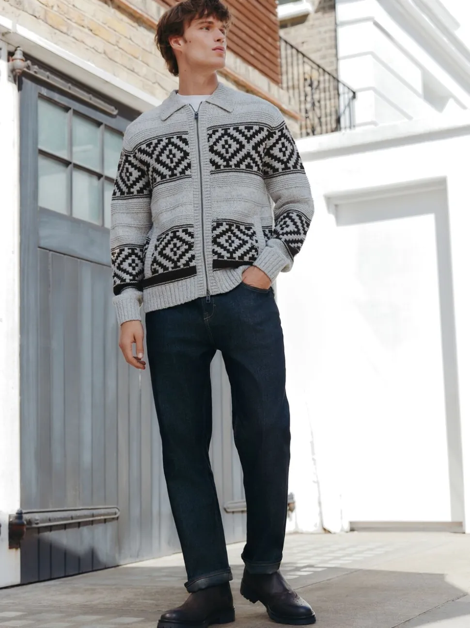 Indigo blauwe wassing - Signature Brushed Cosy Check Denim Jeans