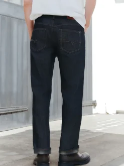 Indigo blauwe wassing - Signature Brushed Cosy Check Denim Jeans