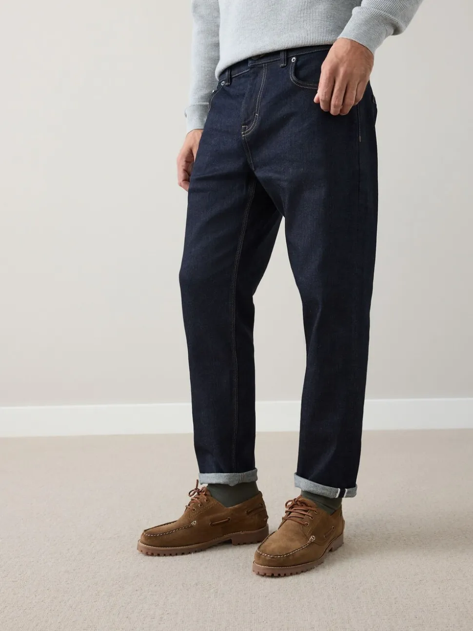 Indigo blauwe wassing - Standaard toelopende pasvorm - Signature Selvedge Denim Jeans