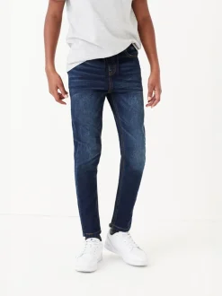Indigoblauw - Jeans met stretch en elastische taille (3-16 jr)