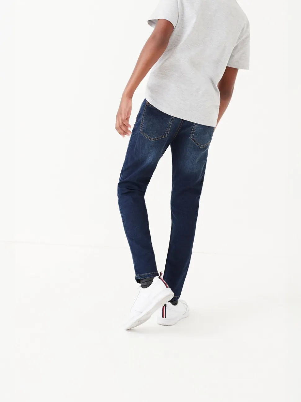 Indigoblauw - Jeans met stretch en elastische taille (3-16 jr)