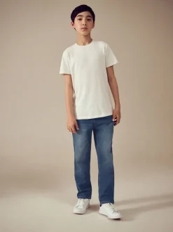 Indigoblauw - Jeans met stretch en elastische taille (3-16 jr)