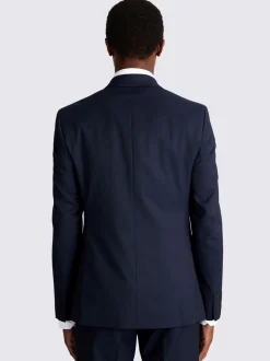 Inktblauw - MOSS Slim Double Breasted Stretch Suit Jacket