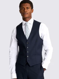 Inktblauw - Smal - MOSS Stretch Suit Waistcoat