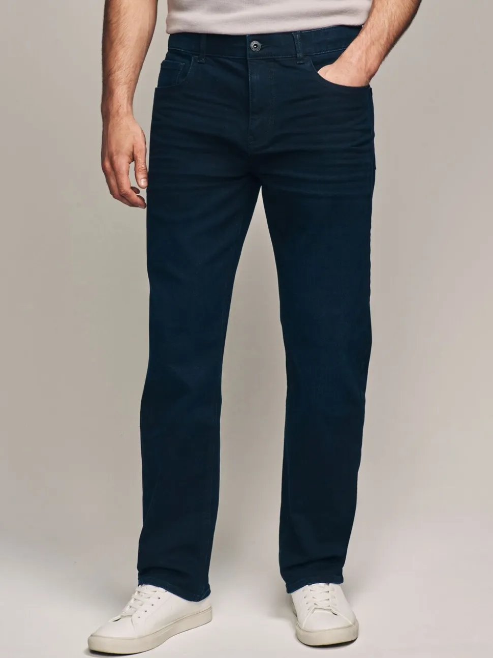 Inktblauw - Straight-fit Essential stretchy jeans met rechte pasvorm
