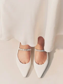 Ivoor - Mary Jane bruidsschoenen met hielbandje en puntige neus voor bruiloft