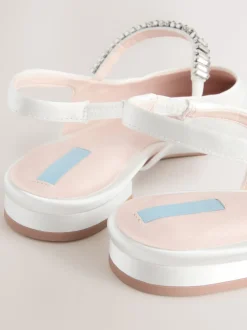Ivoor - Mary Jane bruidsschoenen met hielbandje en puntige neus voor bruiloft