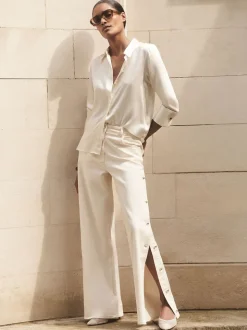 Ivoor - Reiss Ameira Silk-Satin Concealed-Placket Shirt