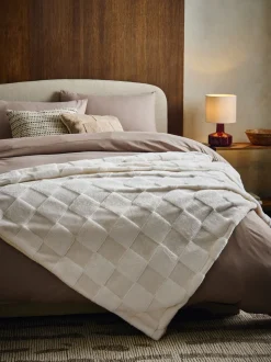 Jasper behaaglijke fleece omkeerbare bedloper met dambordmotief