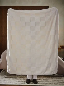 Jasper behaaglijke fleece omkeerbare bedloper met dambordmotief