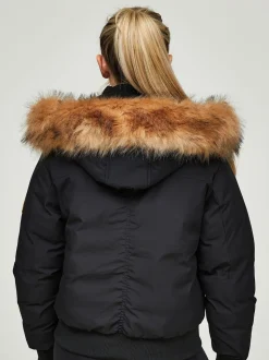 Jet black - Zavetti Canada Womens Olivia Bomber 100% Cotton Jacket