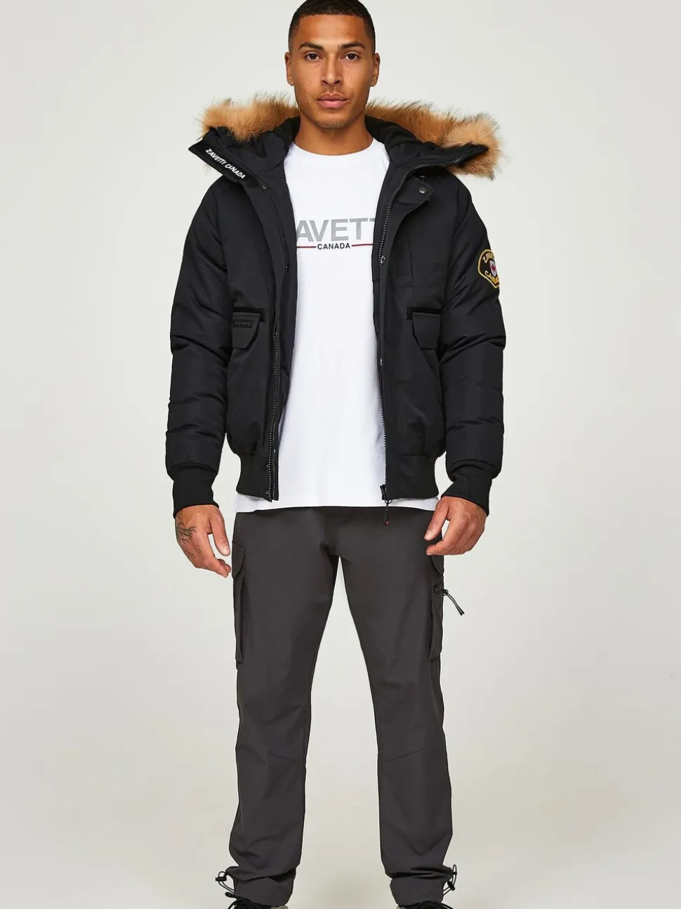 Jet black - Zavetti Canada Abelli voor heren 2.0 Bomberjack met capuchon