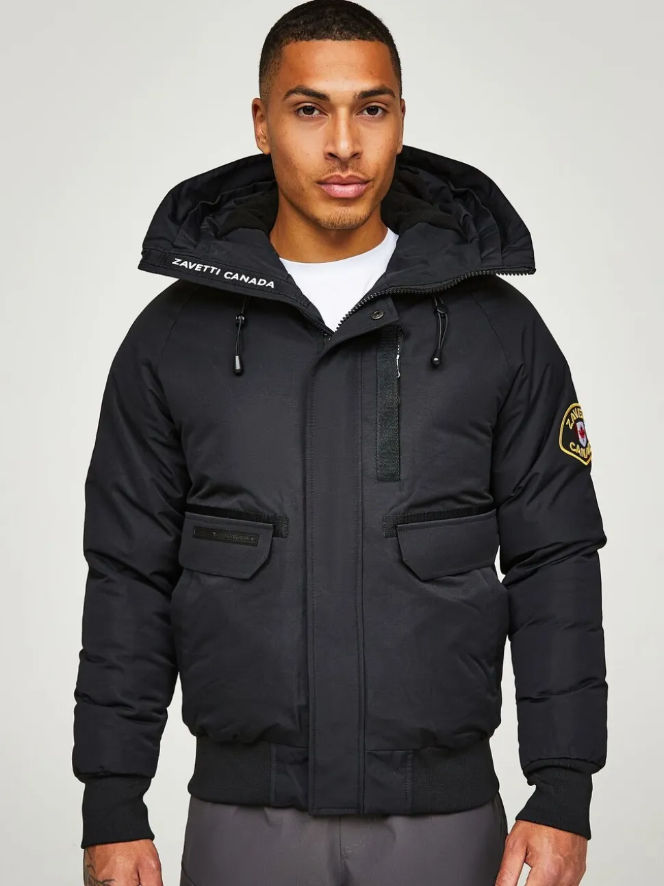 Jet black - Zavetti Canada Abelli voor heren 2.0 Bomberjack met capuchon