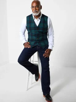 Joe Browns Contrast Buttons Check Trim Tailored Waistcoat