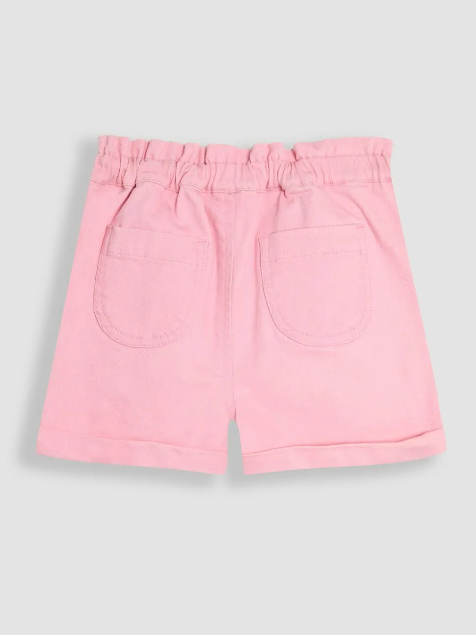 JoJo Maman Bébé - 100% katoenen keperstof shorts met geborduurde omgeslagen zoom