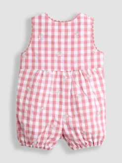 JoJo Maman Bébé - Geborduurde geruite bretelbroeken van 100% katoen