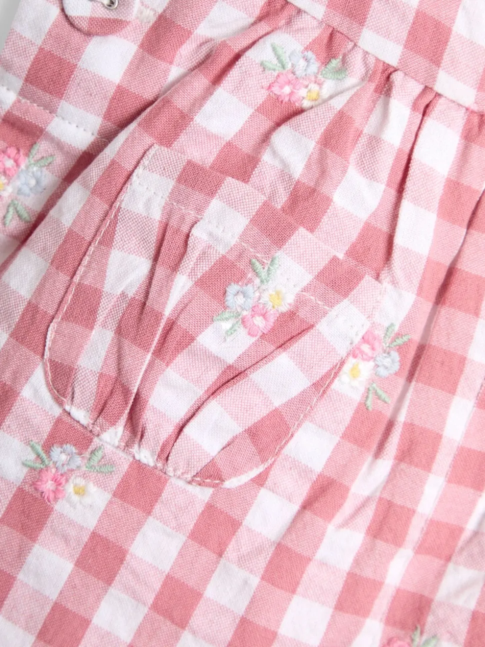 JoJo Maman Bébé - Geborduurde geruite bretelbroeken van 100% katoen