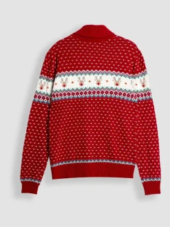 JoJo Maman Bébé - Gebreid vest met rendierprint en fairislemotief voor heren