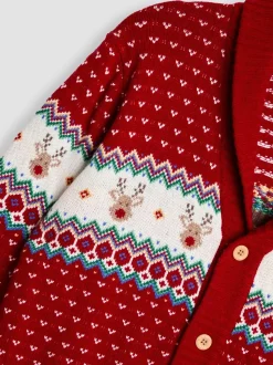 JoJo Maman Bébé - Gebreid vest met rendierprint en fairislemotief voor heren