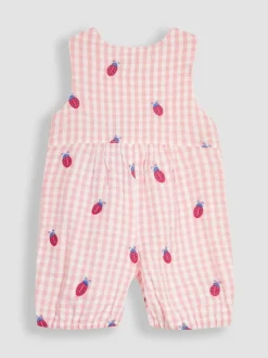 JoJo Maman Bébé - Gingham tuinbroek met borduursel