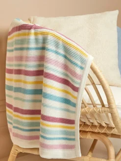 JoJo Maman Bébé - Grofgebreide deken met strepen