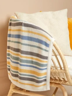 JoJo Maman Bébé - Grofgebreide deken met strepen