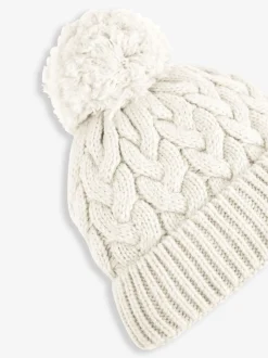 JoJo Maman Bébé - Grofgebreide kabelmuts met pompon