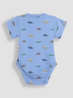 JoJo Maman Bébé 2 -Pack Stegosaurus & Effen Korte mouwen Bodysuits