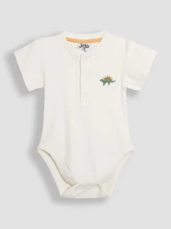 JoJo Maman Bébé 2 -Pack Stegosaurus & Effen Korte mouwen Bodysuits