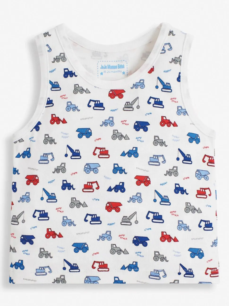 JoJo Maman Bébé - Set van 3 hemdjes met graafmachineprint voor jongens