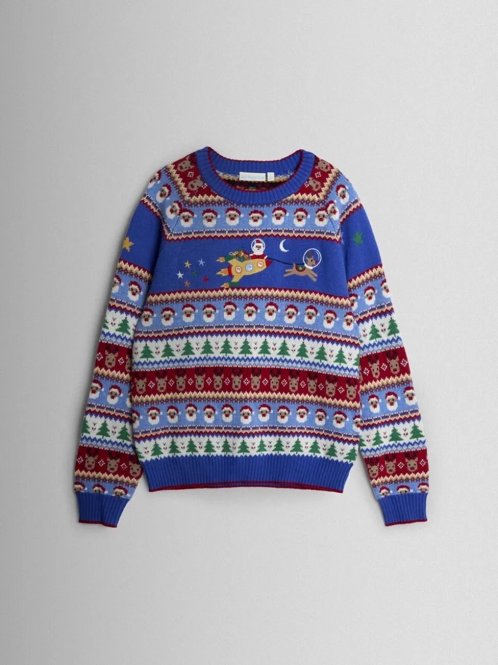 JoJo Maman Bébé - Trui met kerstman, raket en fairislemotief voor heren