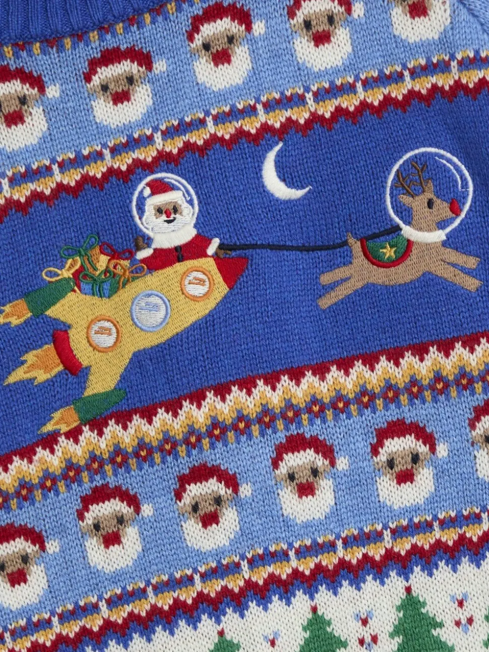 JoJo Maman Bébé - Trui met kerstman, raket en fairislemotief voor heren