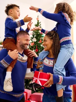 JoJo Maman Bébé - Trui met rendierprint en fairislemotief voor heren